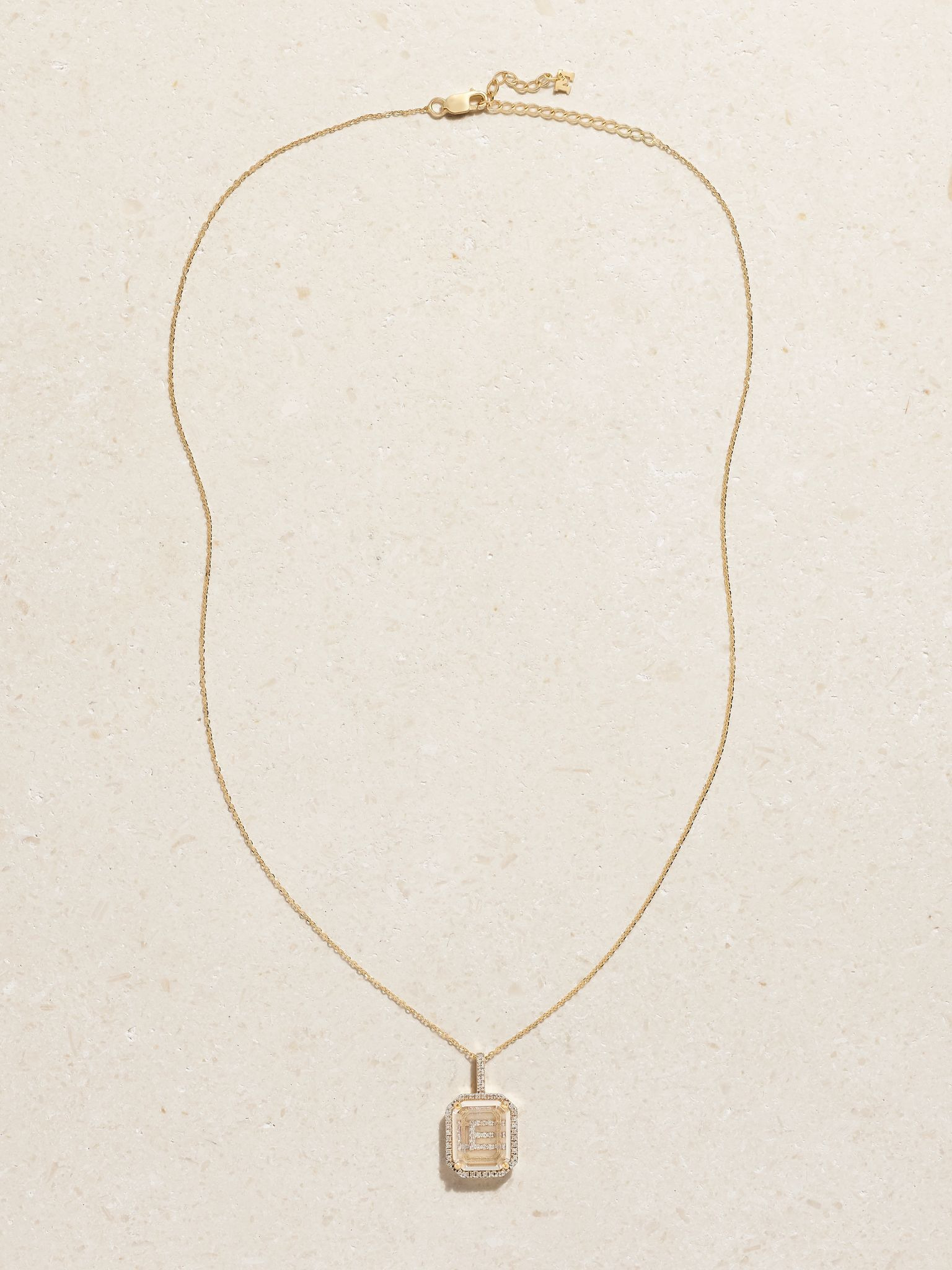 Initial 14-karat gold, quartz and diamond necklace Gold - 4