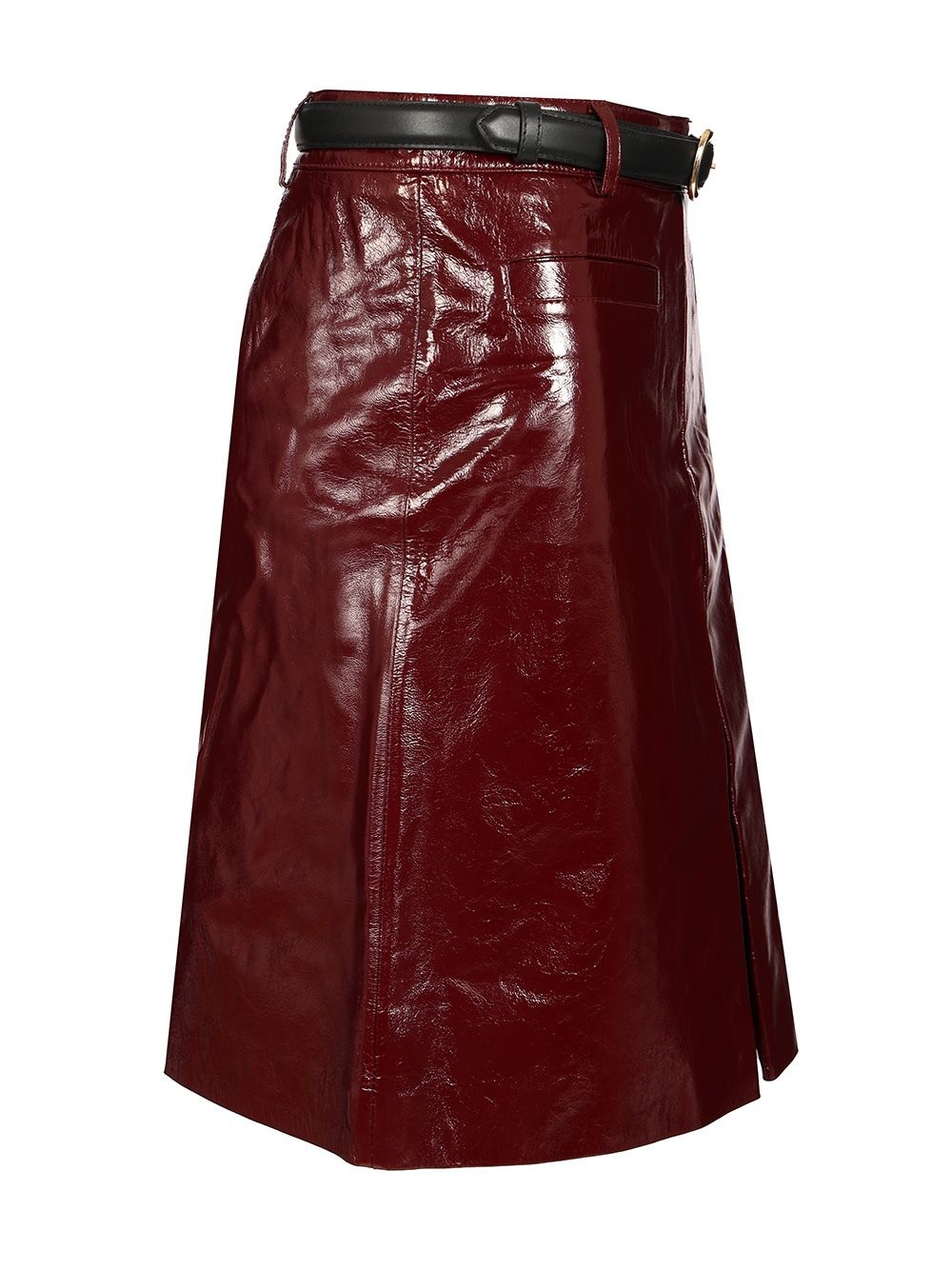 Burgundy Leather Mini Skirt Skirts Bordeaux - 3