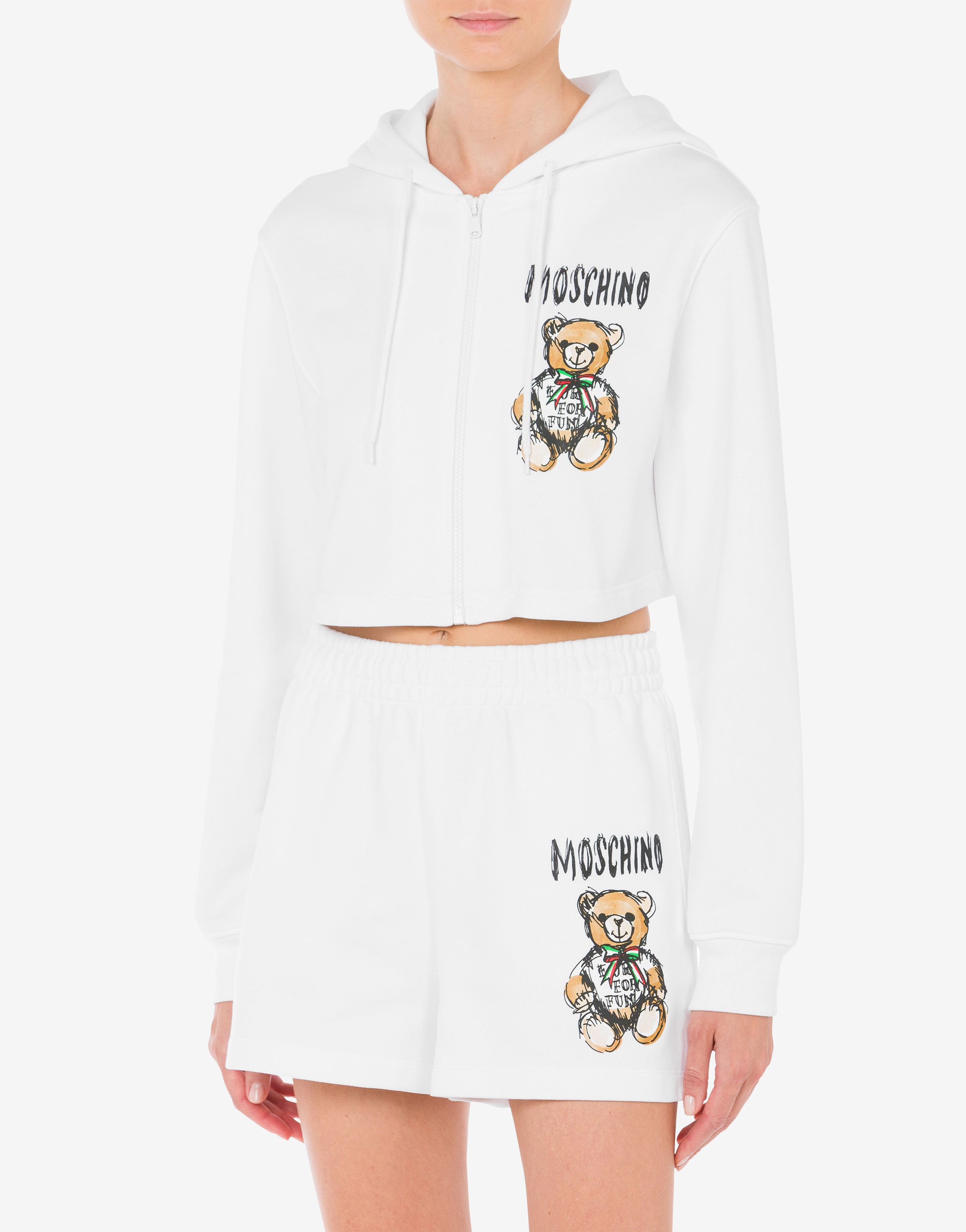 DRAWN TEDDY BEAR CROPPED SWEATSHIRT - 2