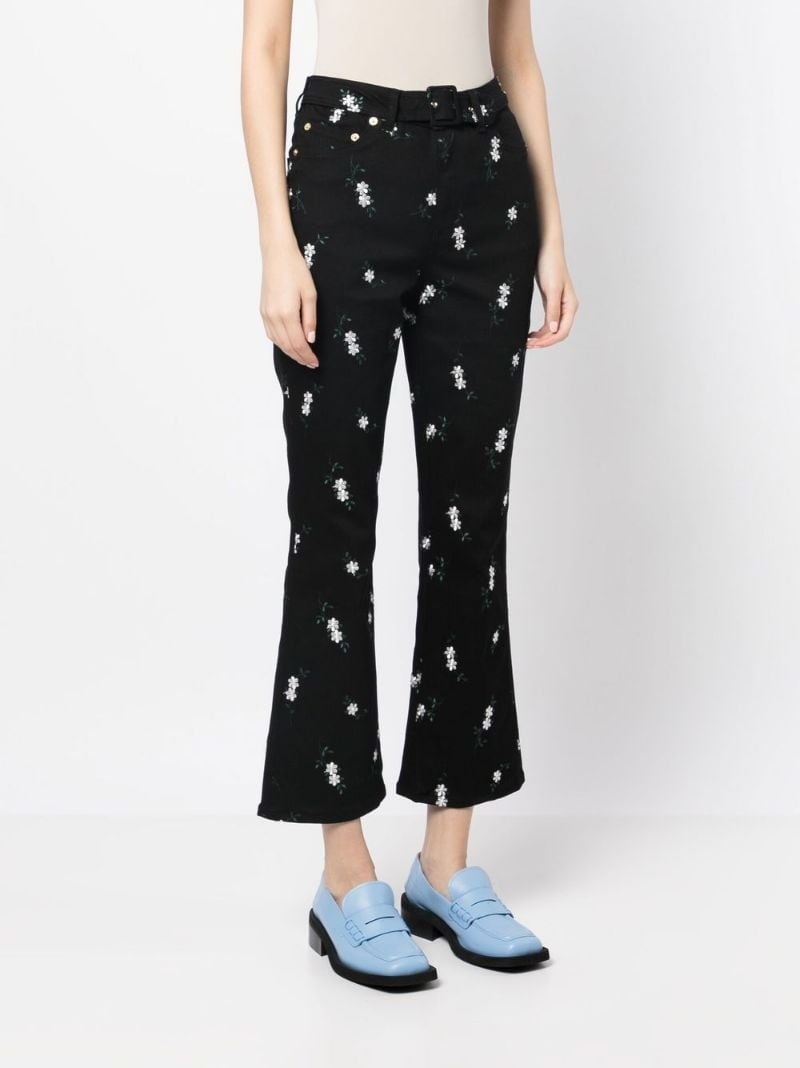 cropped floral-print trousers - 3