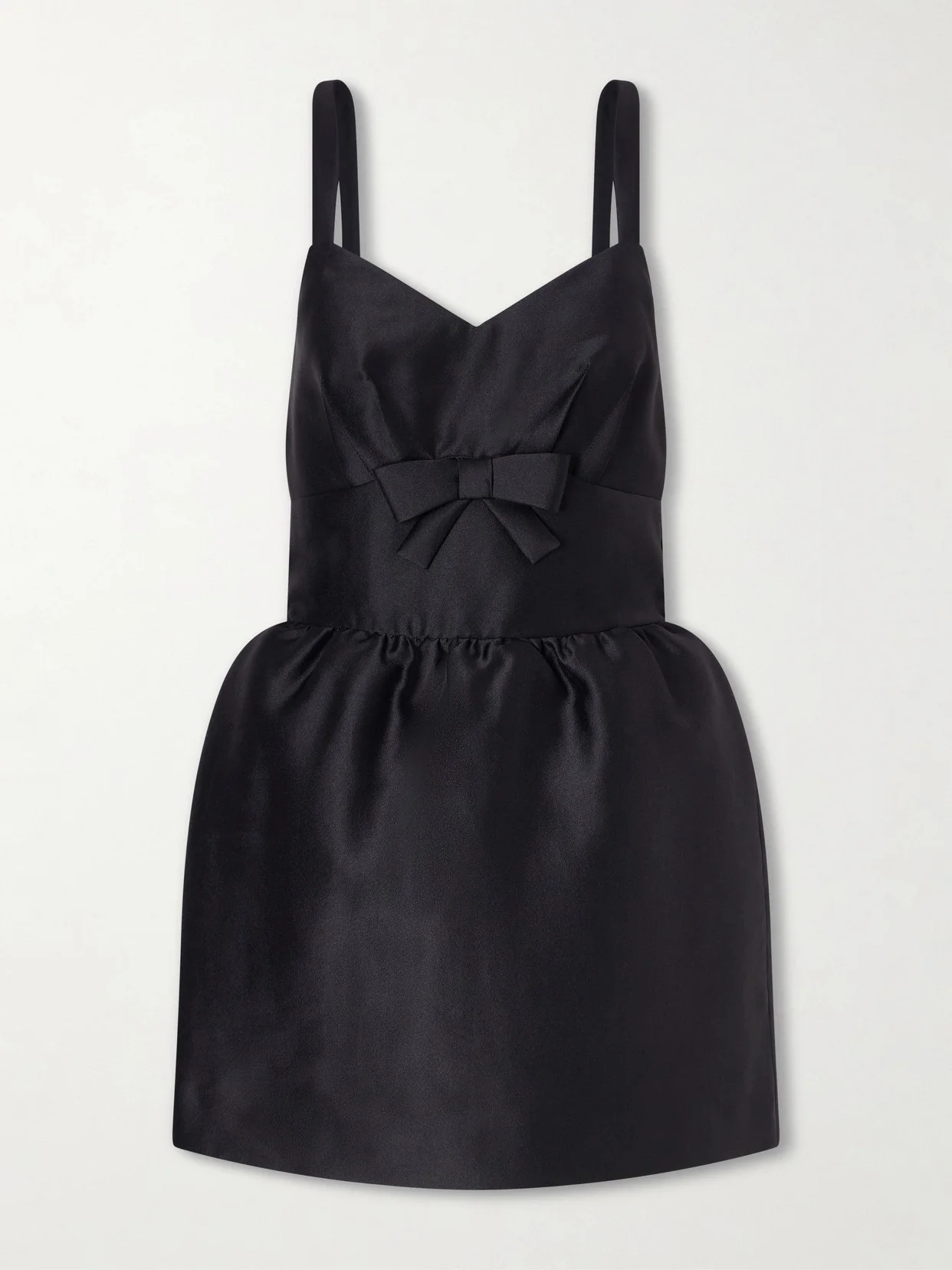 Bow-detailed Gathered Crepe Mini Dress - 1