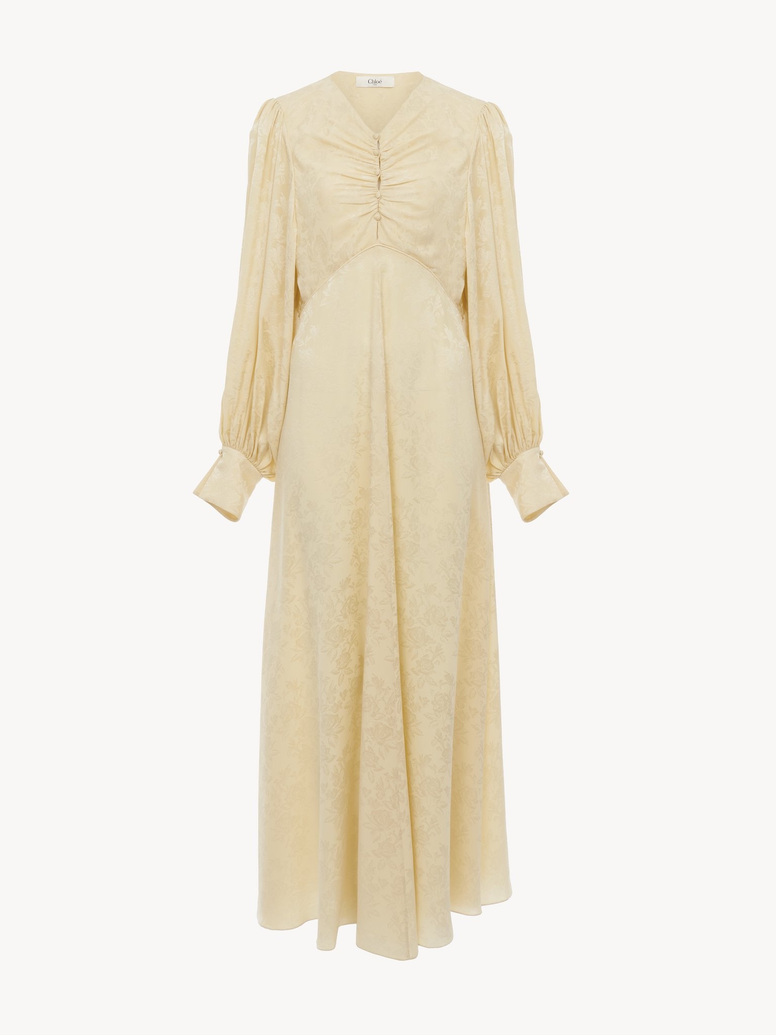 RUCHED LONG DRESS IN SILK JACQUARD - 2