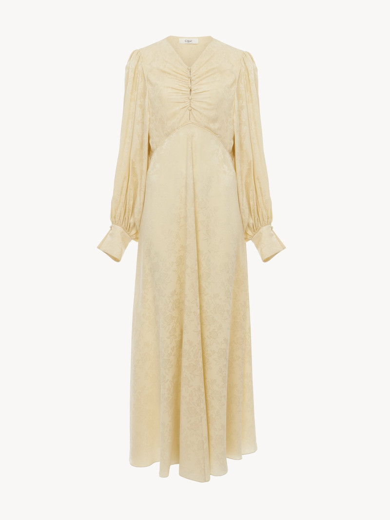 Chloé RUCHED LONG DRESS IN SILK JACQUARD outlook
