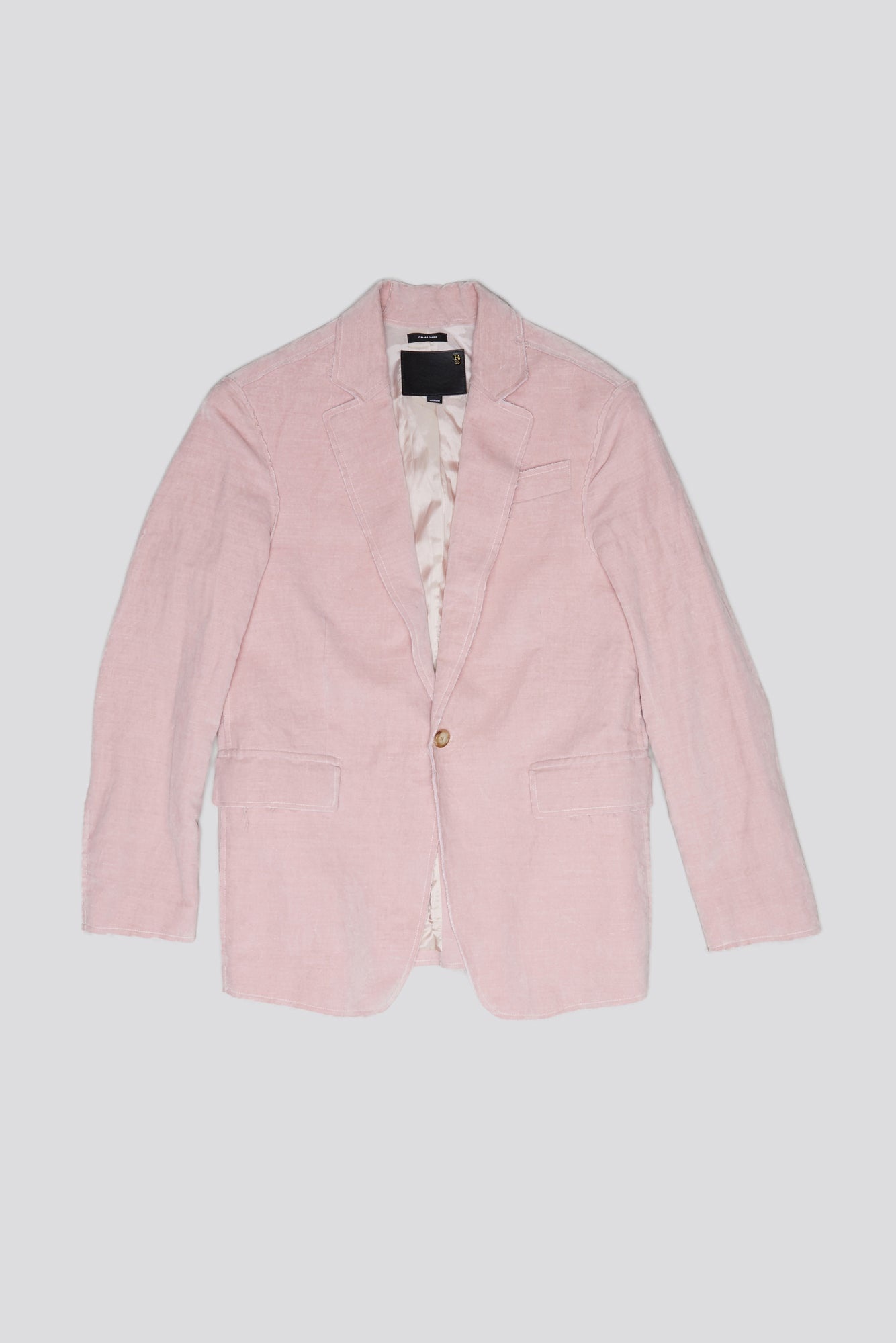 RAW CUT SHRUNKEN BLAZER - PINK VELVET - 1