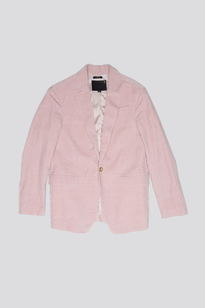 RAW CUT SHRUNKEN BLAZER - PINK VELVET 1