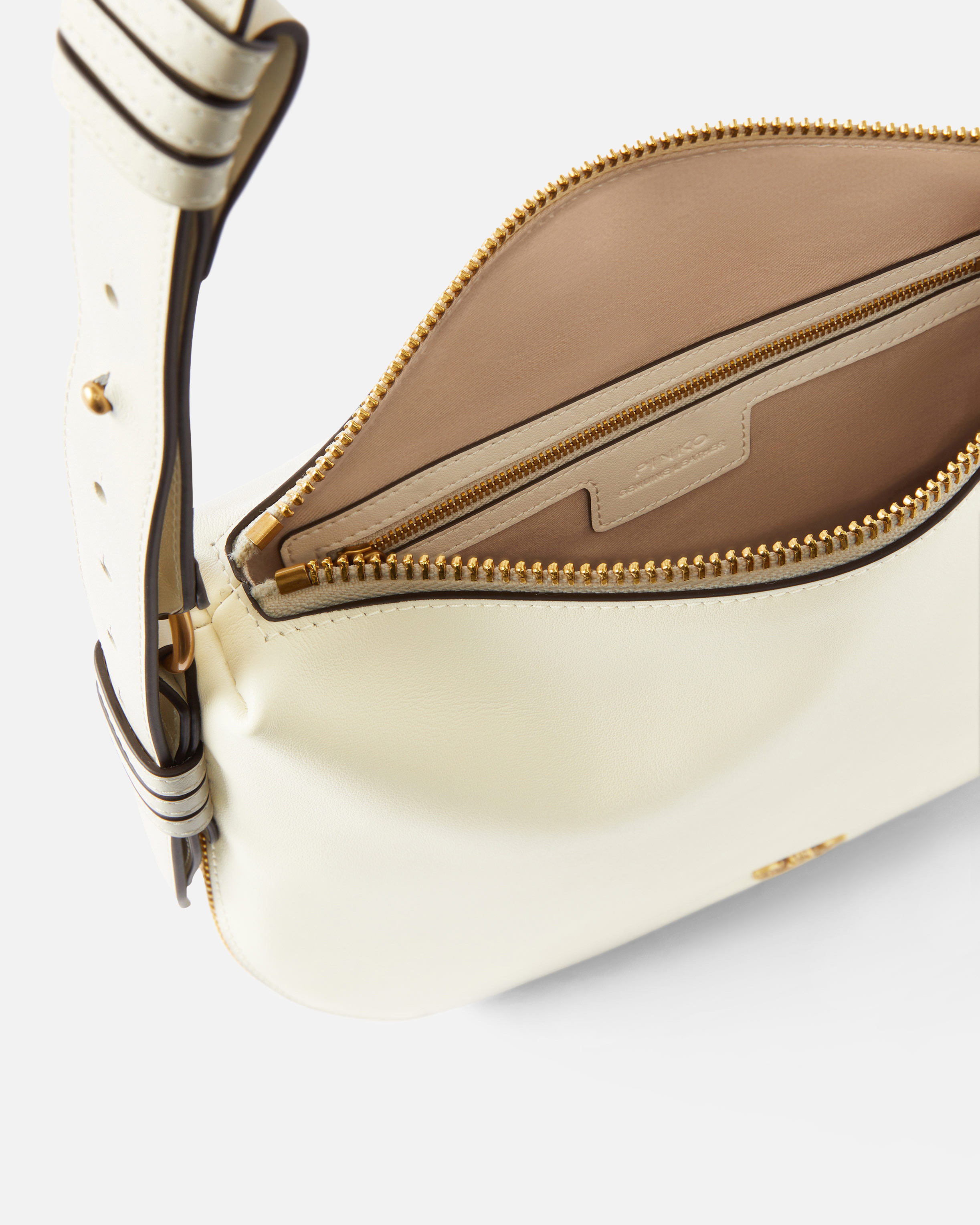 SMALL LEATHER HOBO SHOULDER BAG WITH ZIP - 4
