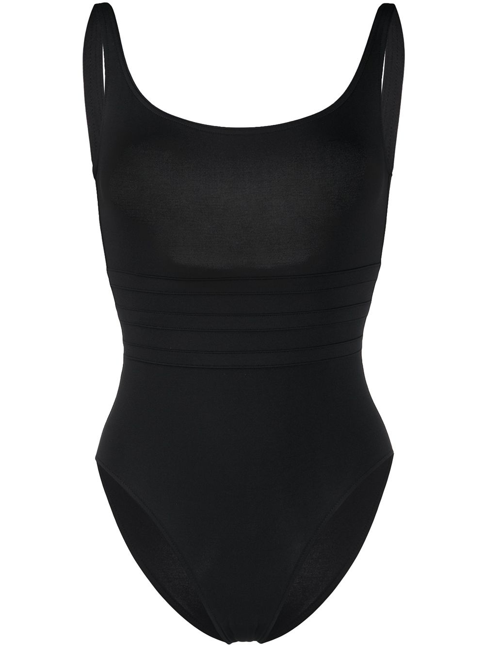 stitched panel swimsuit - 1