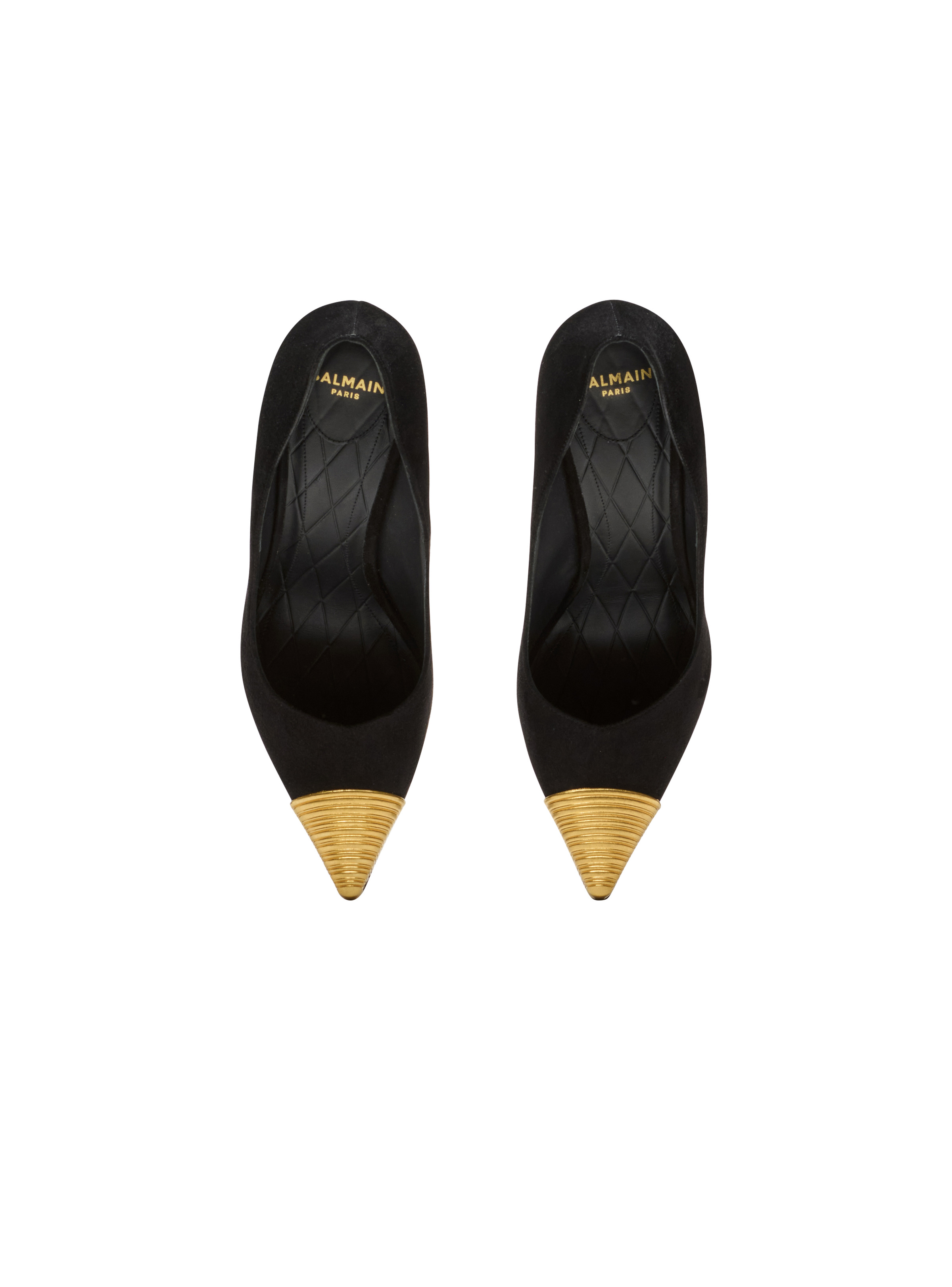 Lipstick pumps in suede leather and brass - 3
