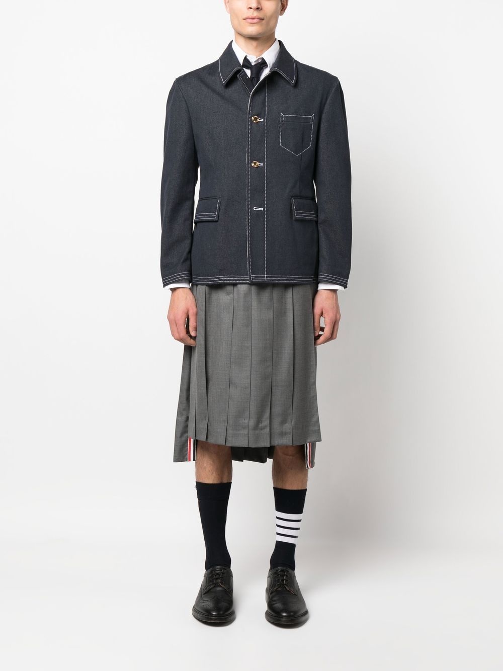 contrast-stitch denim jacket - 2