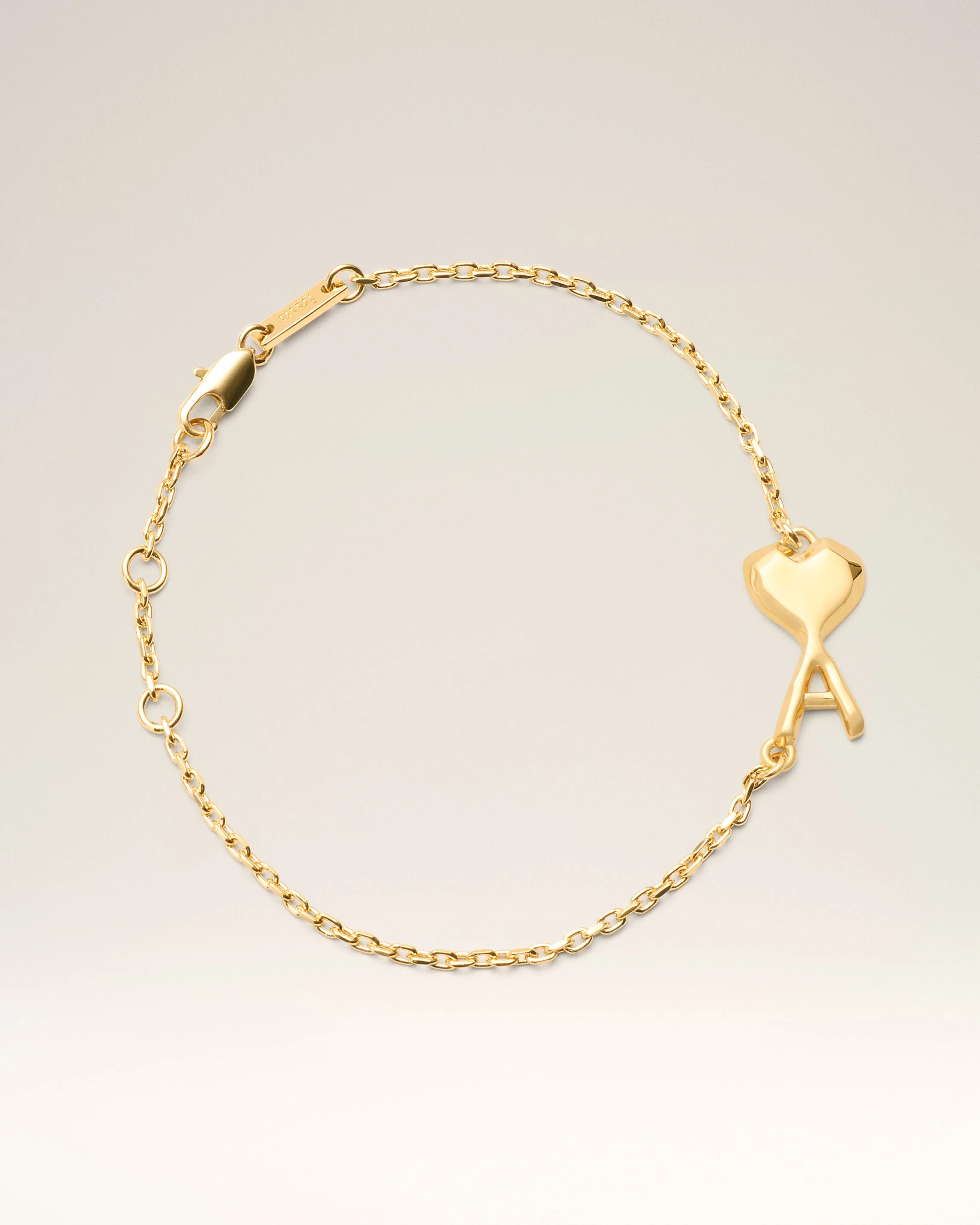 GOLD BRASS THIN HAMMERED AMI DE COEUR BRACELET - 1