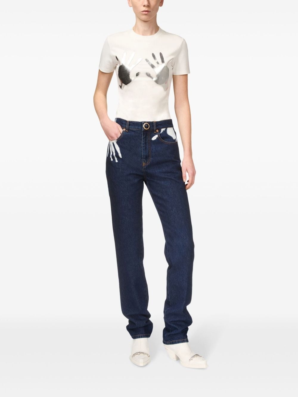 Handprint straight-leg jeans - 2