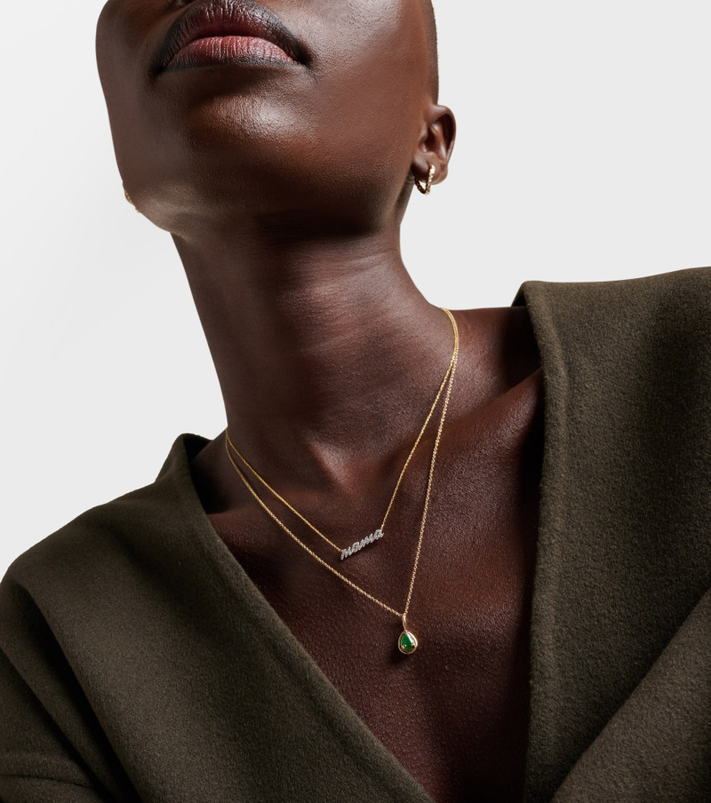 STONE AND STRAND Bonbon 14kt gold pendant necklace with emerald outlook