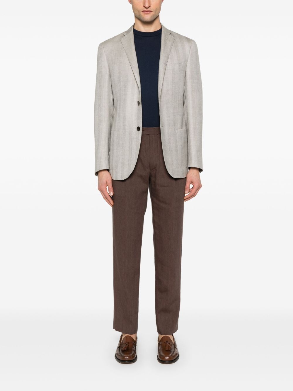 herringbone-pattern blazer - 2