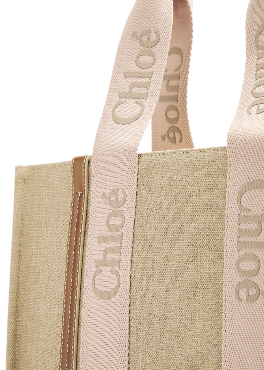 Chloe Woody Medium Linen Canvas Tote - 3