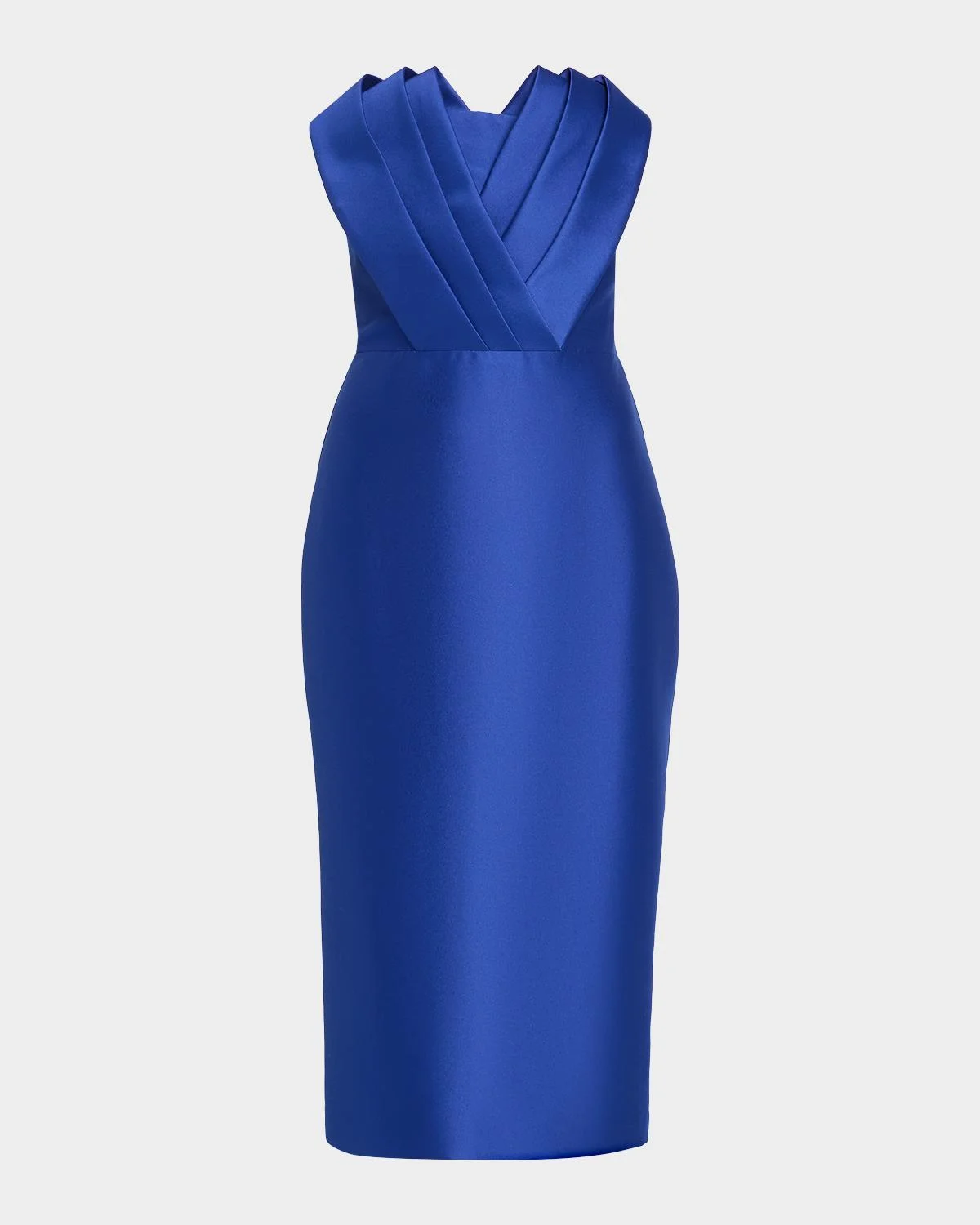 Strapless Pleated Fan Mikado Midi Dress - 1