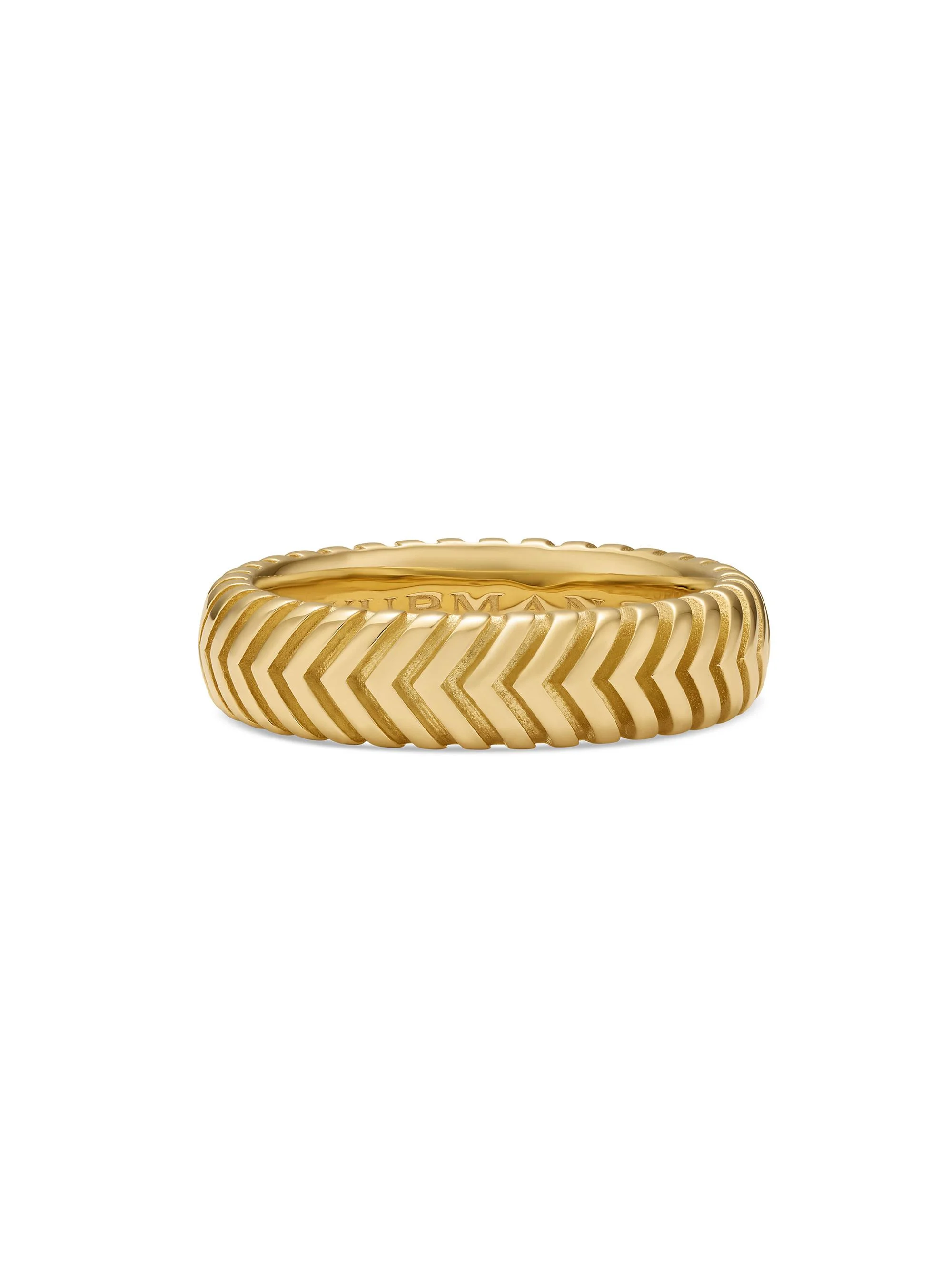 Men's Chevron Band Ring in 18K Yellow Gold, 6MM - Gold - 1