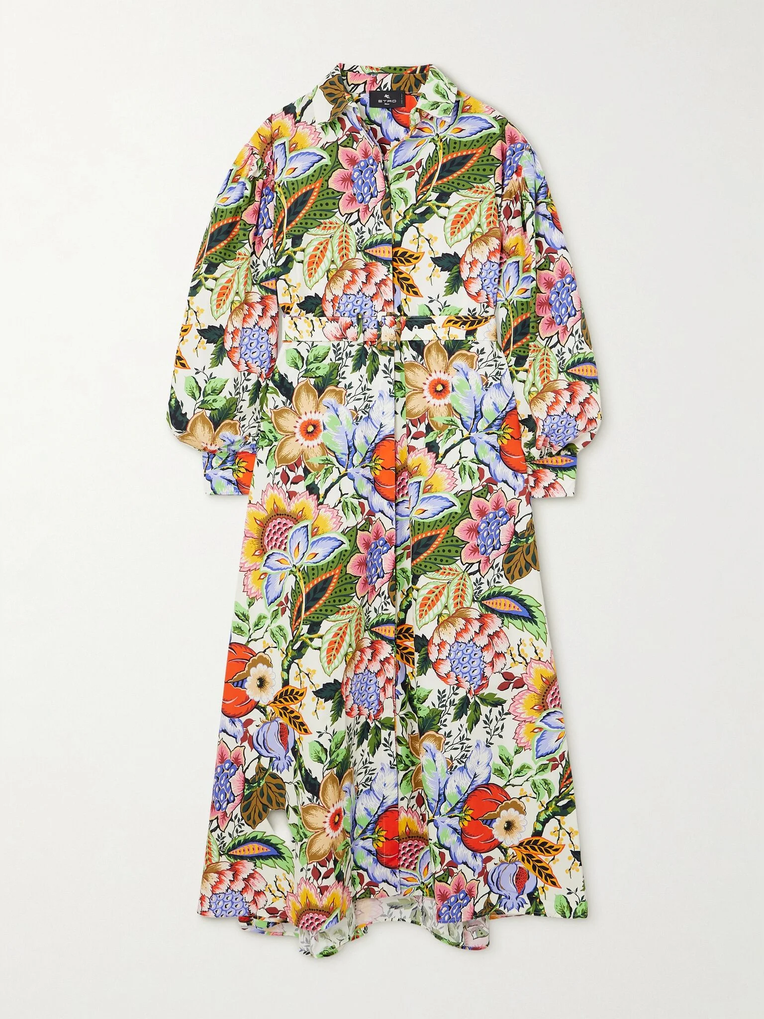 Belted floral-print cotton-poplin maxi shirt dress Multi - 1