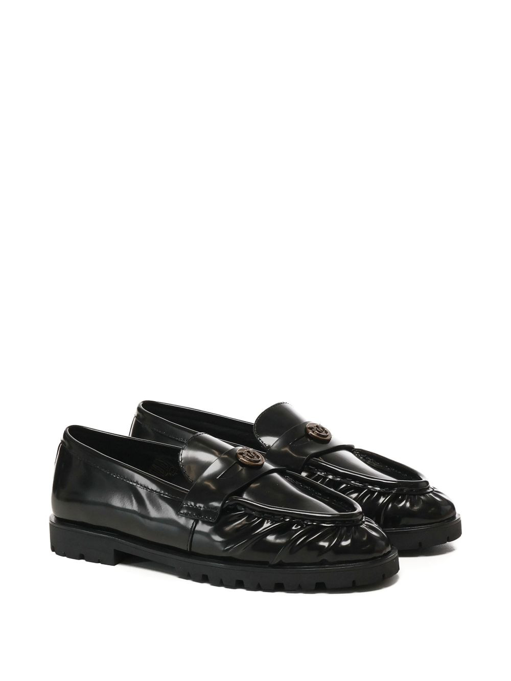pleated logo-plaque loafers - 2
