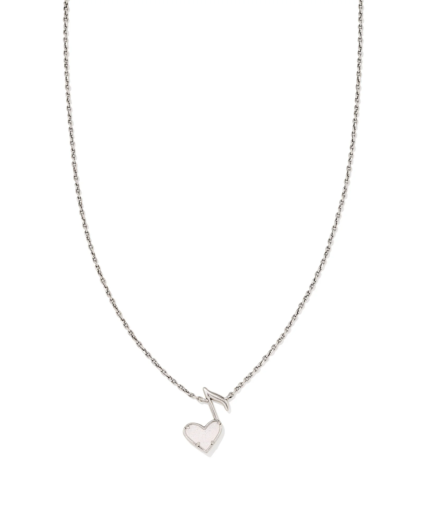 Dolly Parton x Kendra Scott Vintage Silver Ari Heart Music Note Short Pendant Necklace in Iridescent - 1
