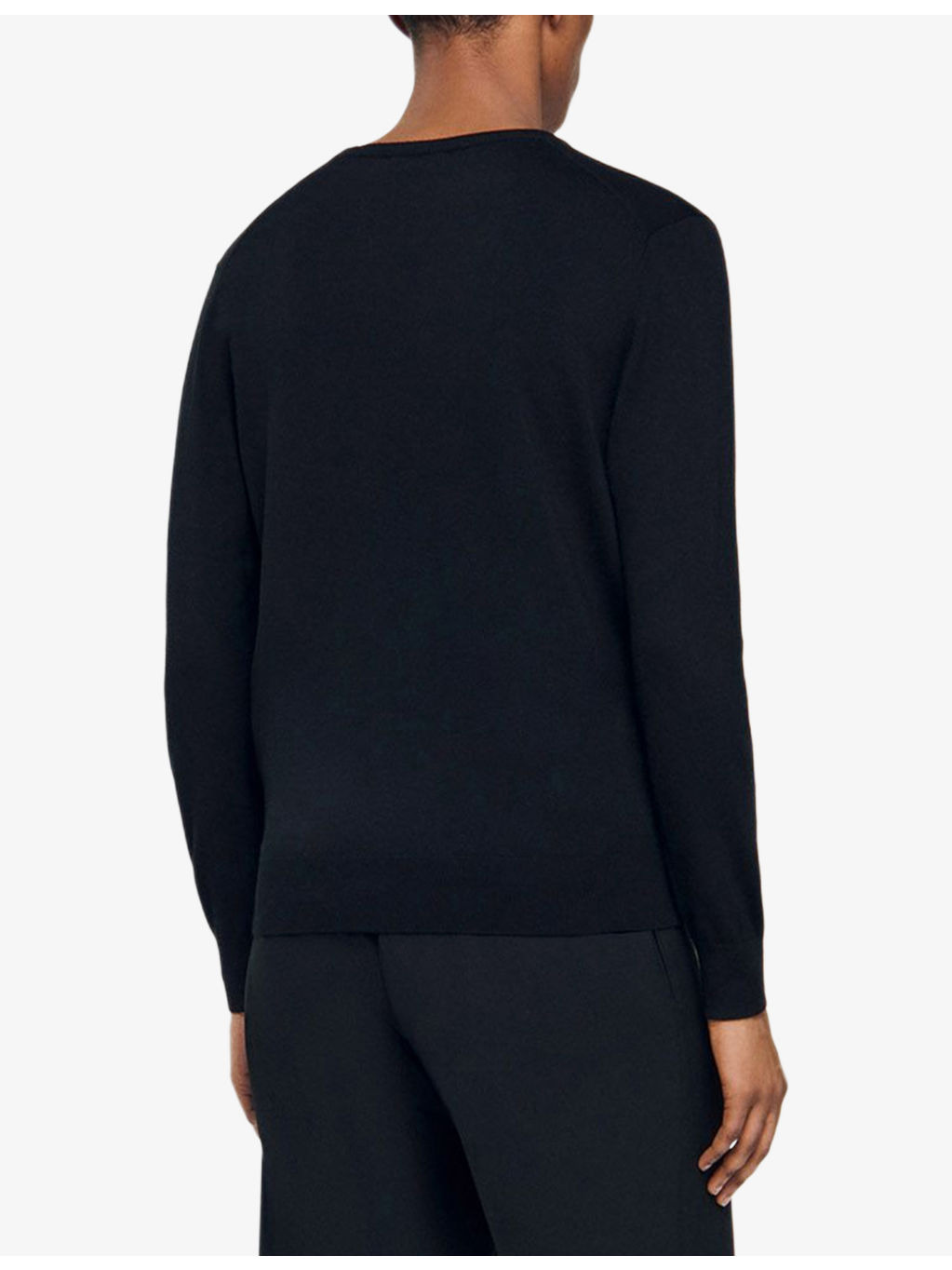 V-Neck Long-Sleeve Fine Wool Jumper - 4