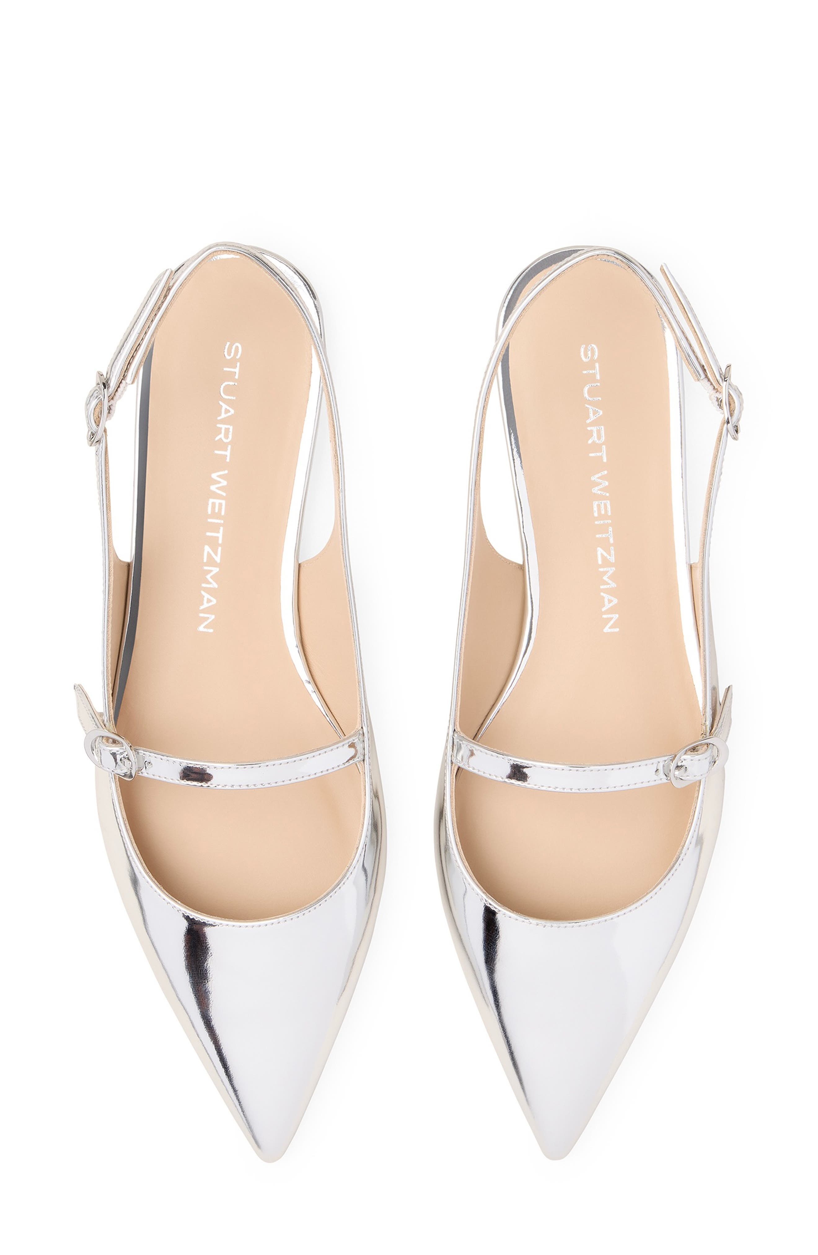 Stuart Weitzman Emilia Mary Jane Slingback Flat in Silver at Nordstrom - 4