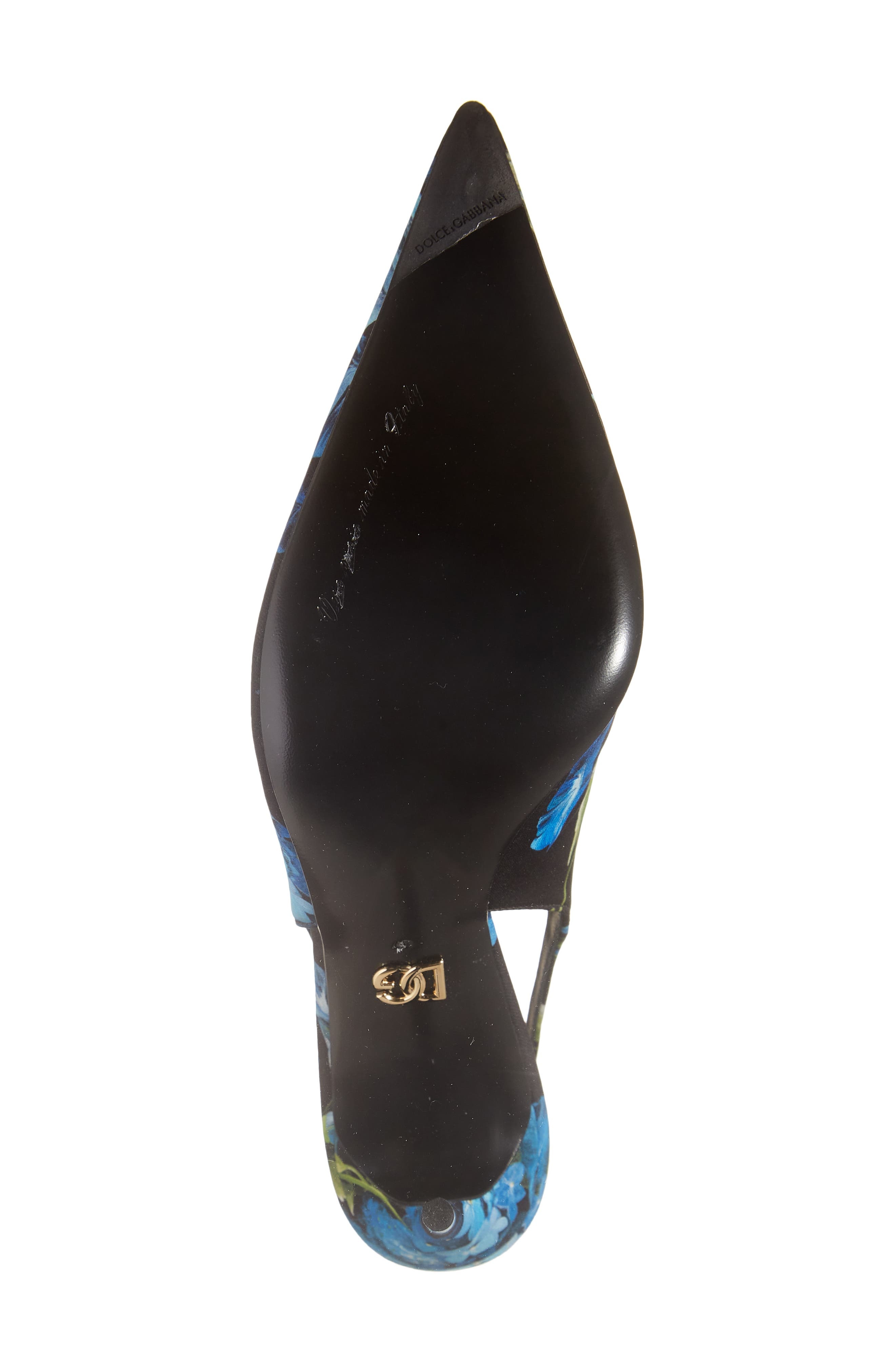Dolce&Gabbana Lollo Floral Slingback Pump in Black/Blue at Nordstrom - 6