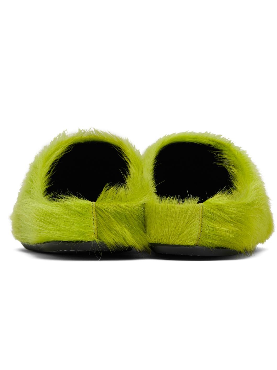 Green Long Hair Calfskin Fussbett Slip-on Loafers - 2