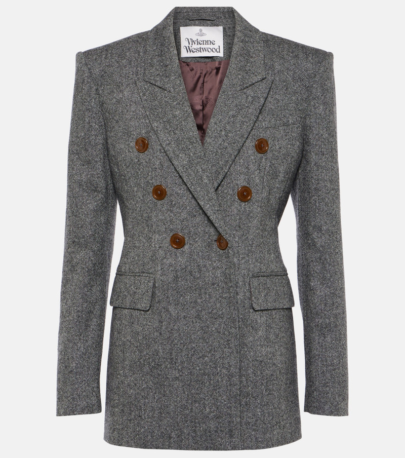 Wool-blend double breasted blazer - 1