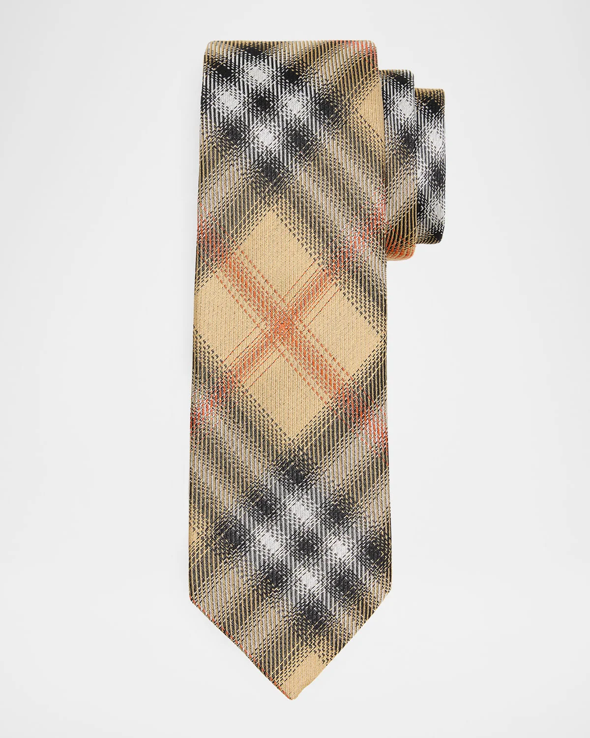 Men's Woven Check Silk Tie - 1