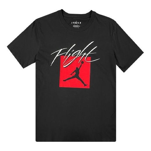 Air Jordan Flight Exercise Sportswear Logo Printed Crew Neck Short Sleeved Black DA6744-010 - 1