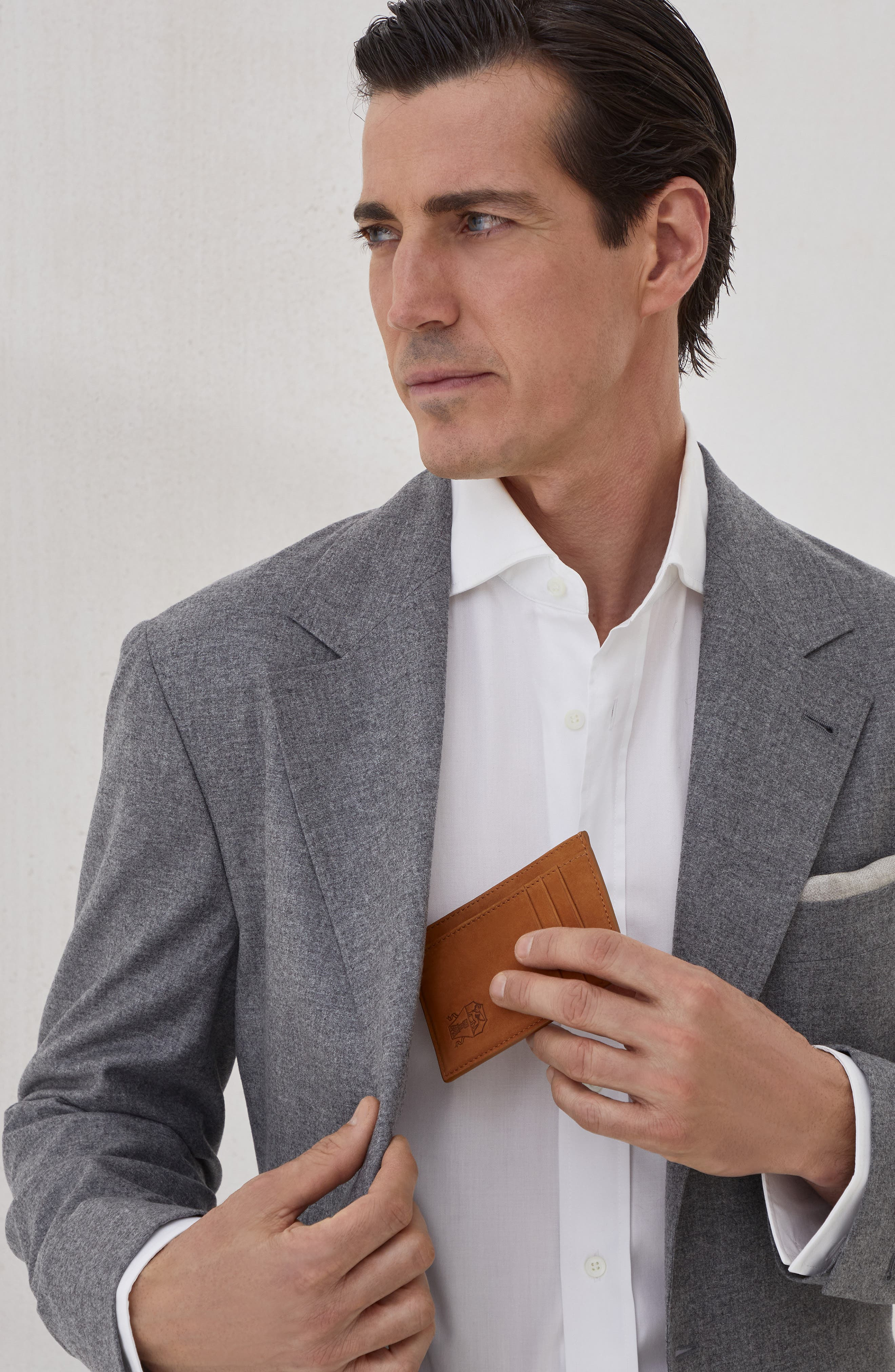 Brunello Cucinelli Nubuck card holder in Natural at Nordstrom - 5