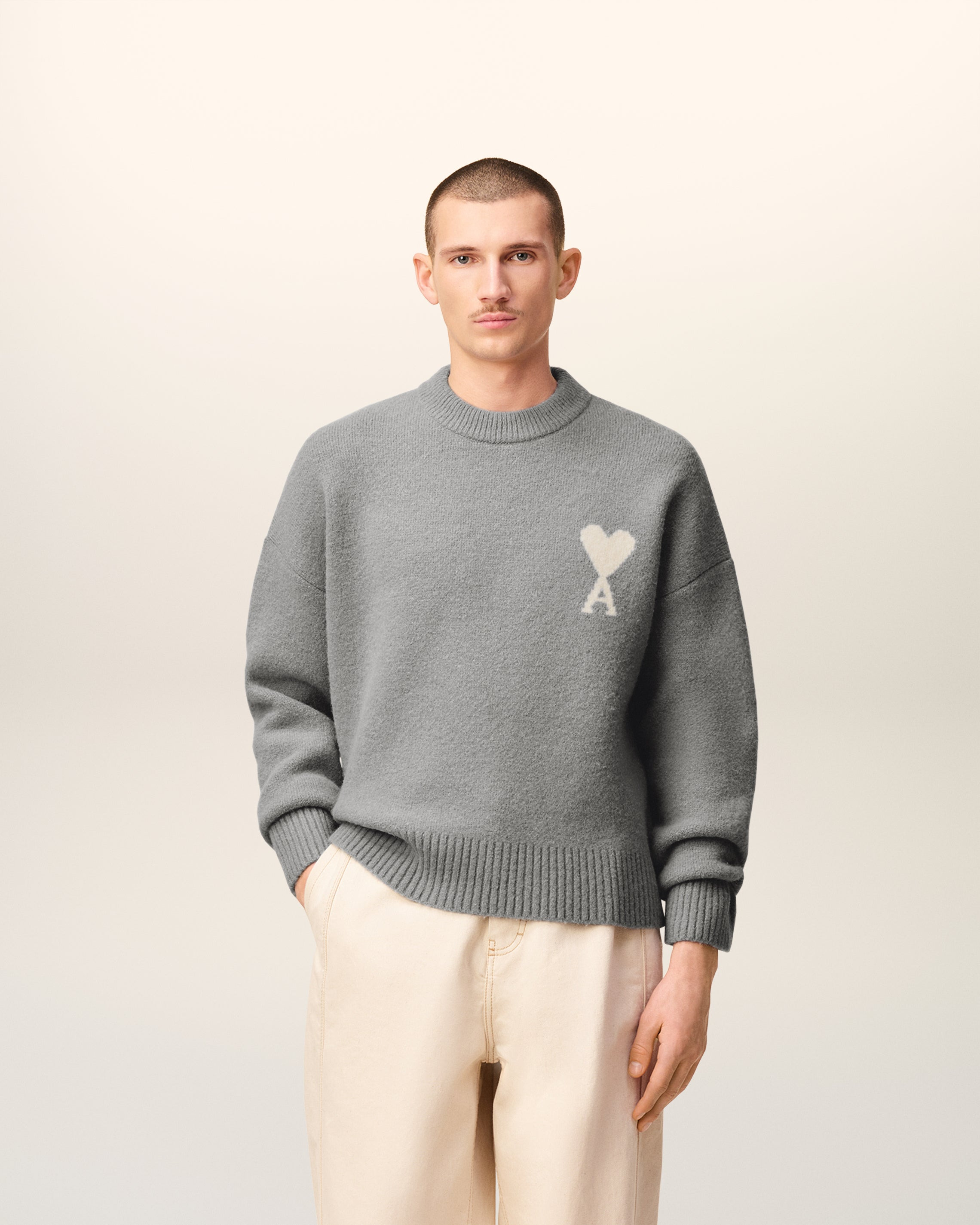 GREY ALPACA AMI DE COEUR CREWNECK SWEATER - 2