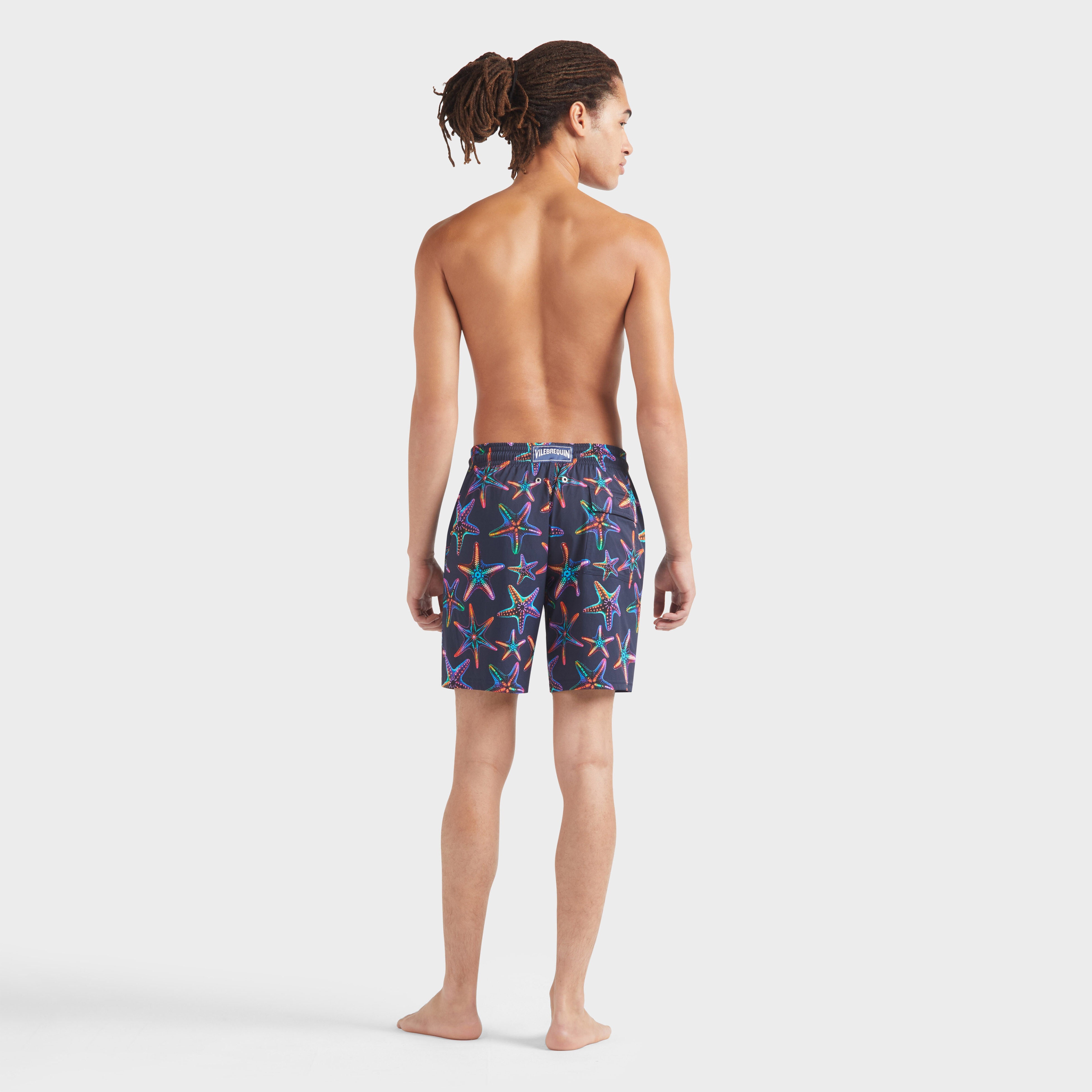 Men Long Stretch Swim Shorts Disco Stars - 4