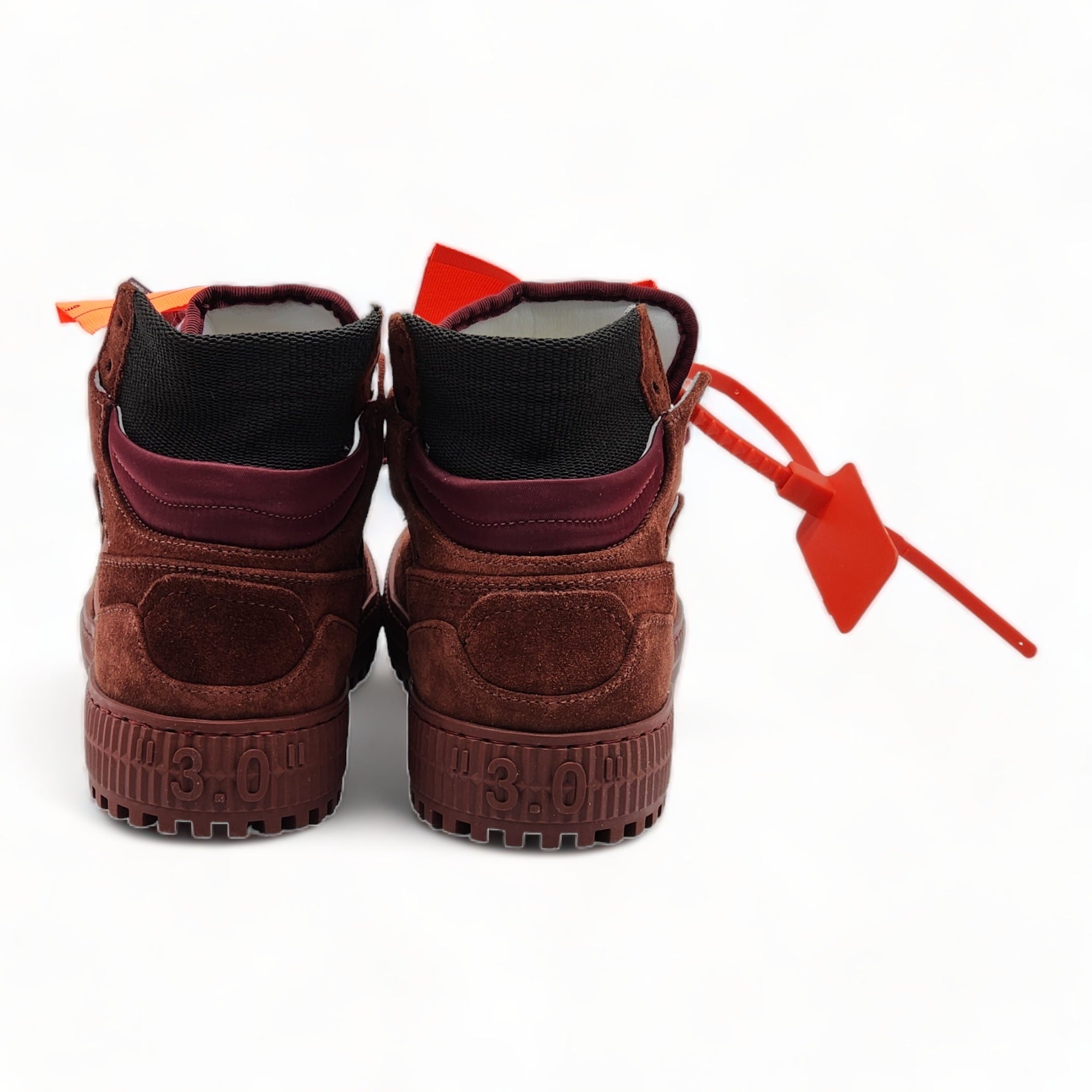 Off-White 3.0 Court Hi Top Women's Sneakers Burgundy - 4
