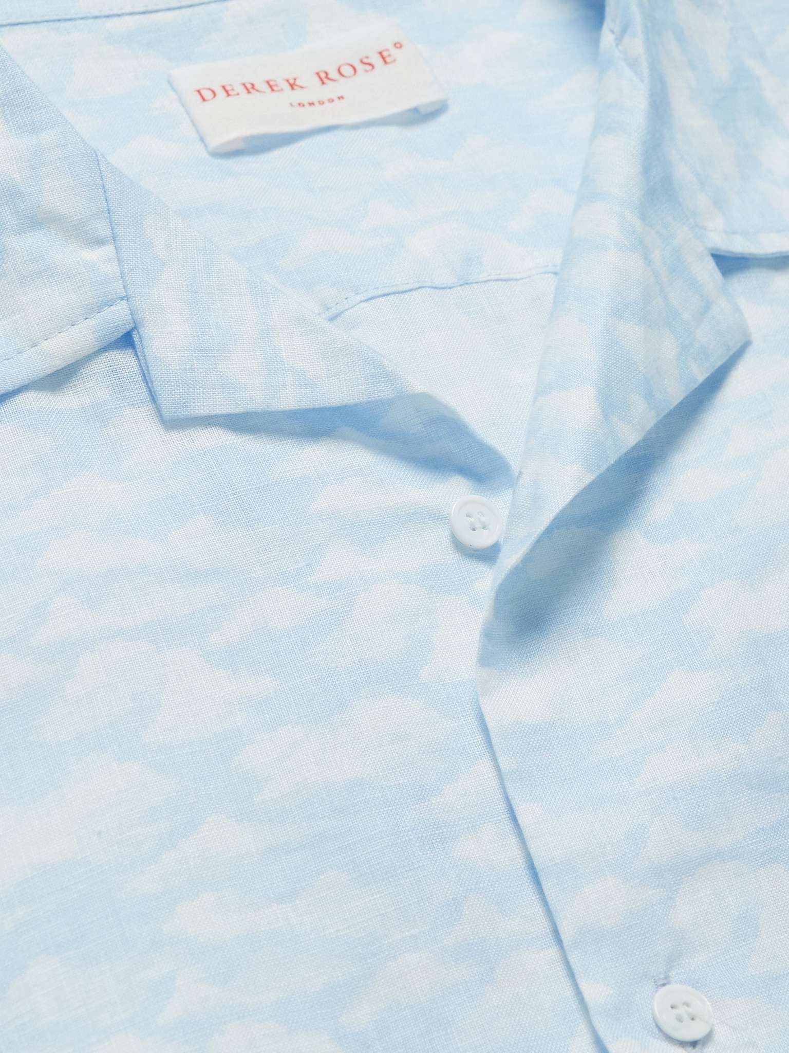 Camp-Collar Printed Linen Shirt - 5