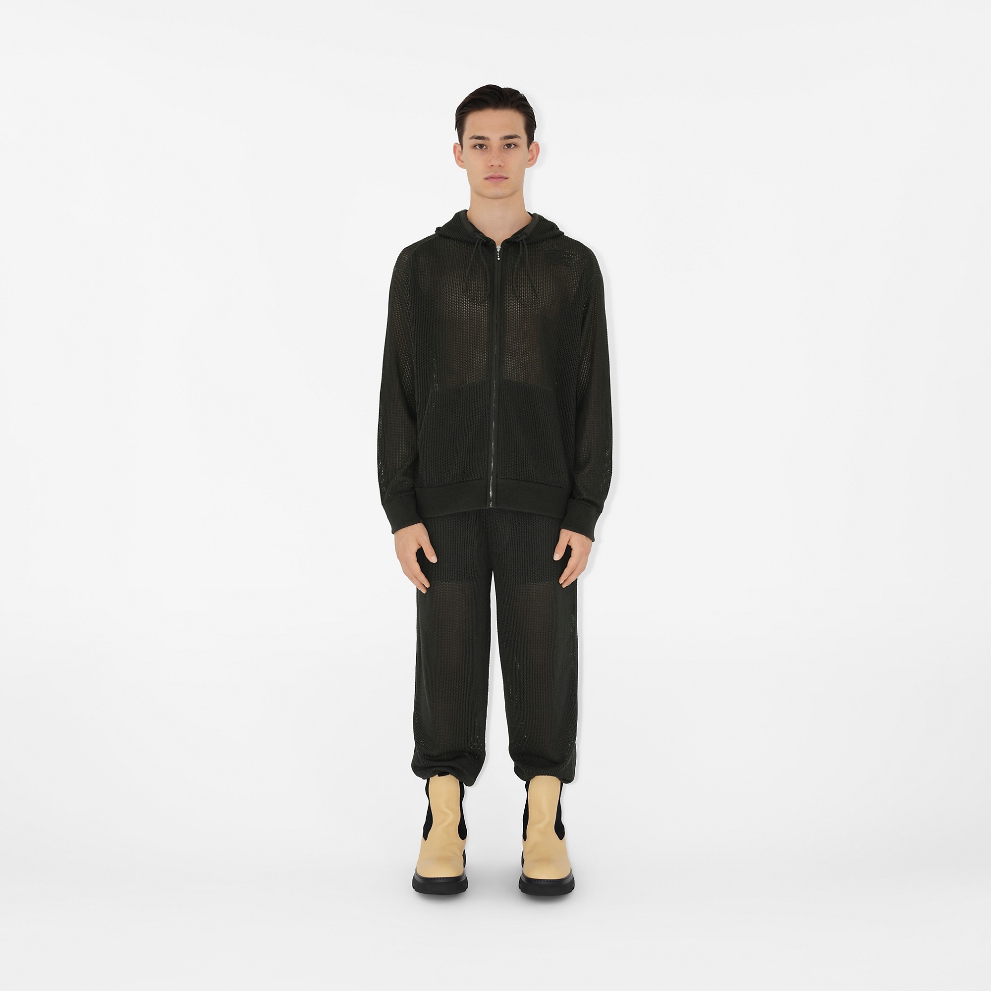 Silk Cotton Mesh Zip Hoodie - 2