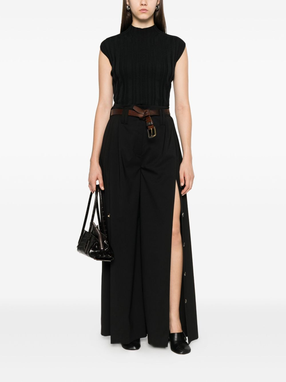 belted side-split trousers - 2