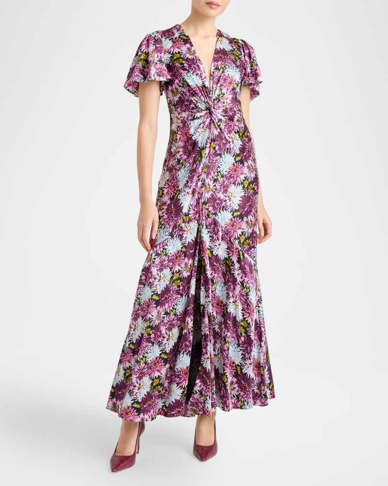 Cinq à Sept Kordyn Satin Dahlia-Print Dress outlook