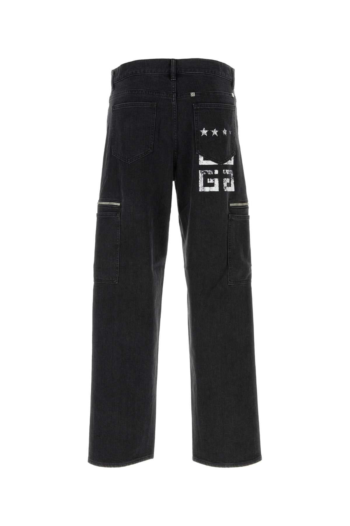Givenchy Men Black Stretch Denim Cargo Jeans - 2