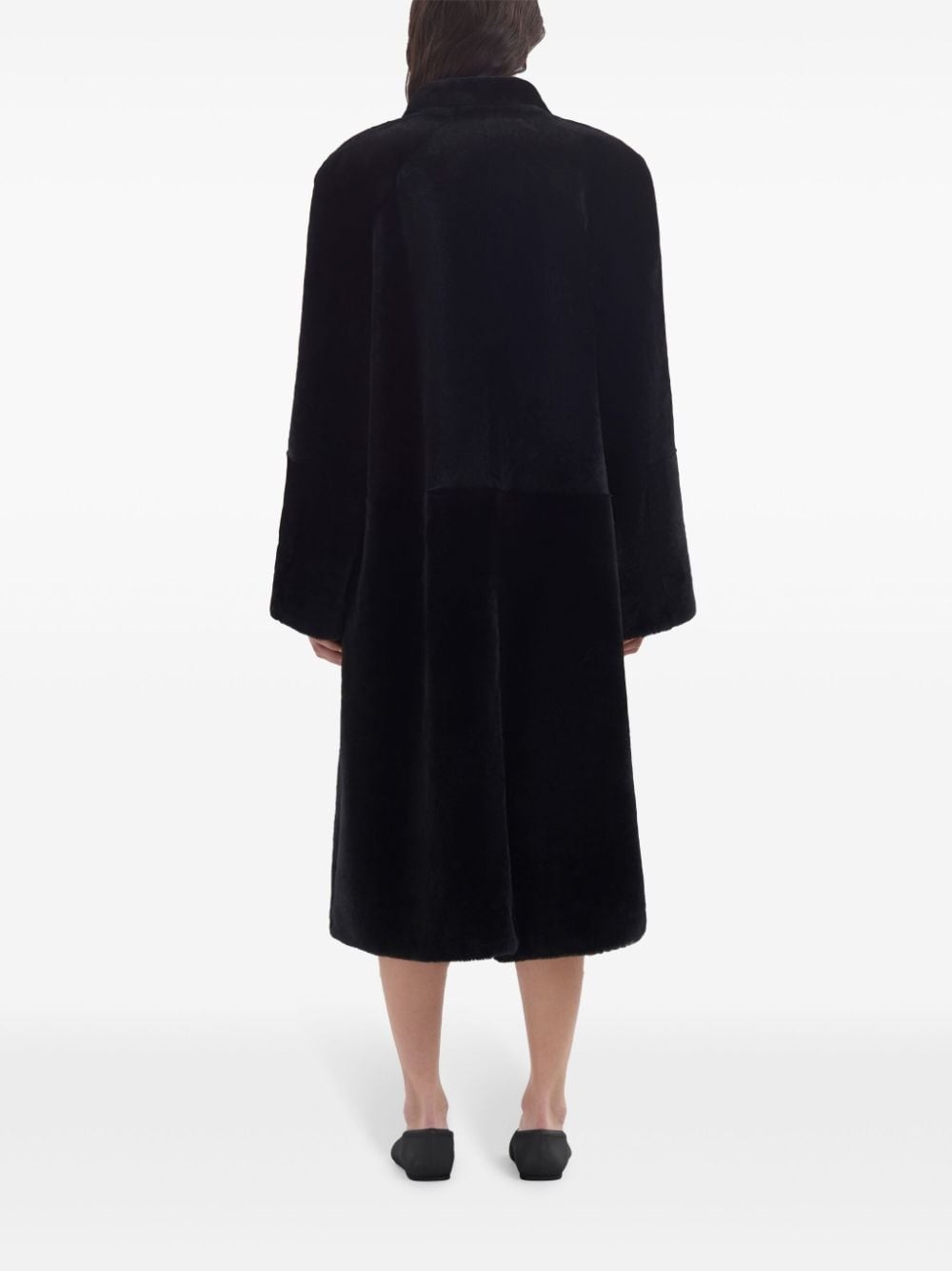 single-breasted faux-fur coat - 4