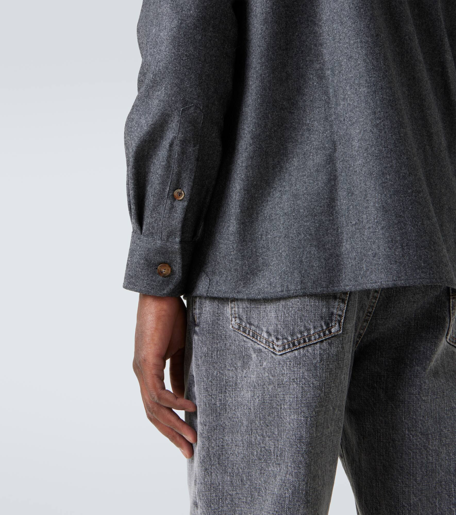 Virgin wool flannel overshirt - 6