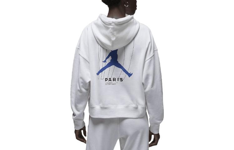 (WMNS) Air Jordan x Paris Saint Germain Fleece Hoodie 'White Game Royal' DN3346-100 - 3