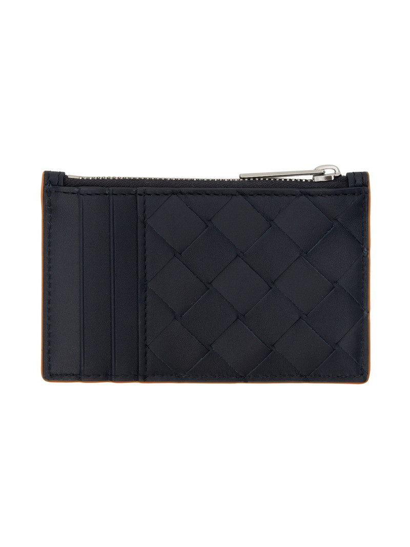 Bottega Veneta Black & Orange Intrecciato Zippered Card Case outlook