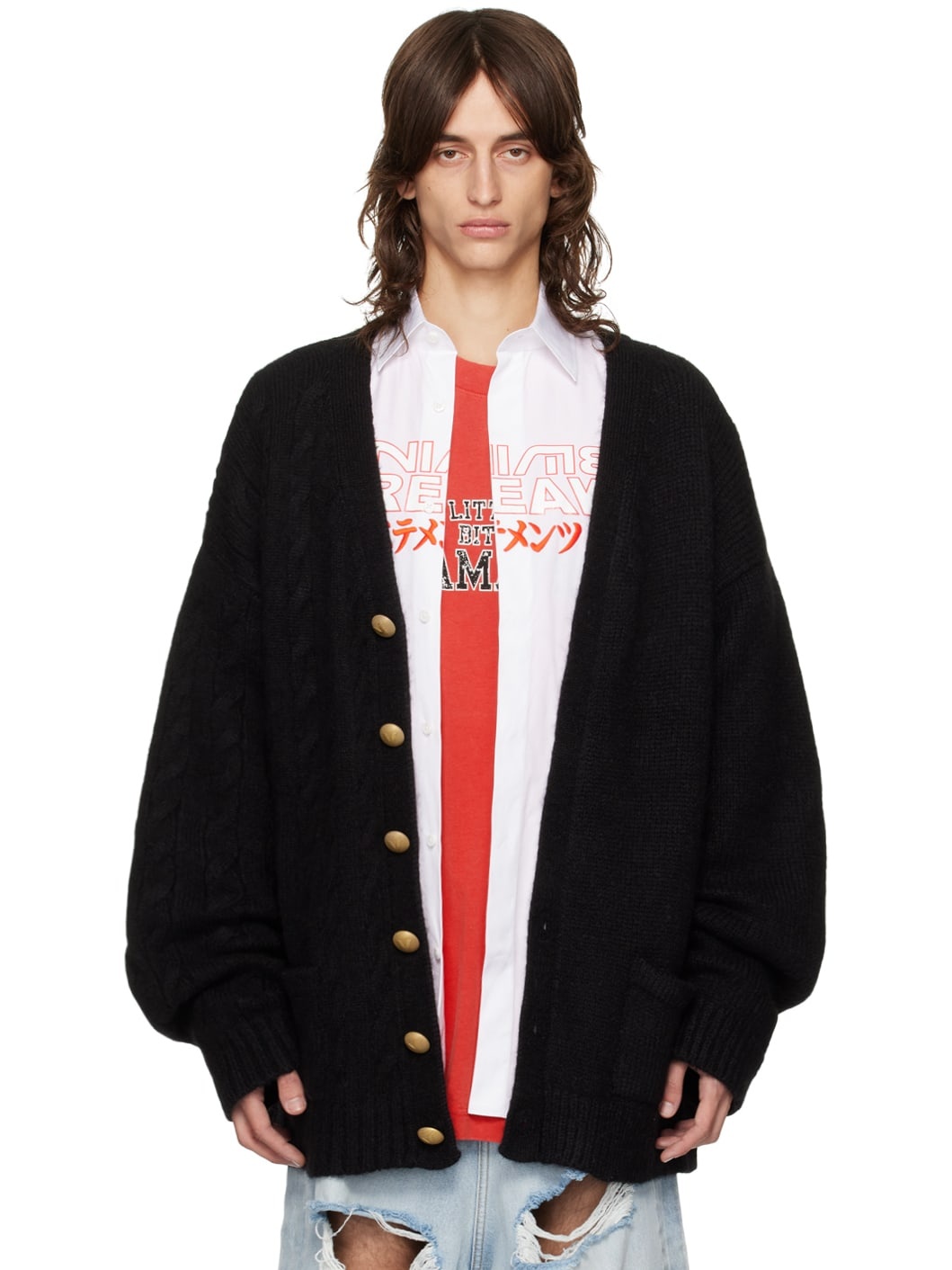 Black Split Cardigan - 1
