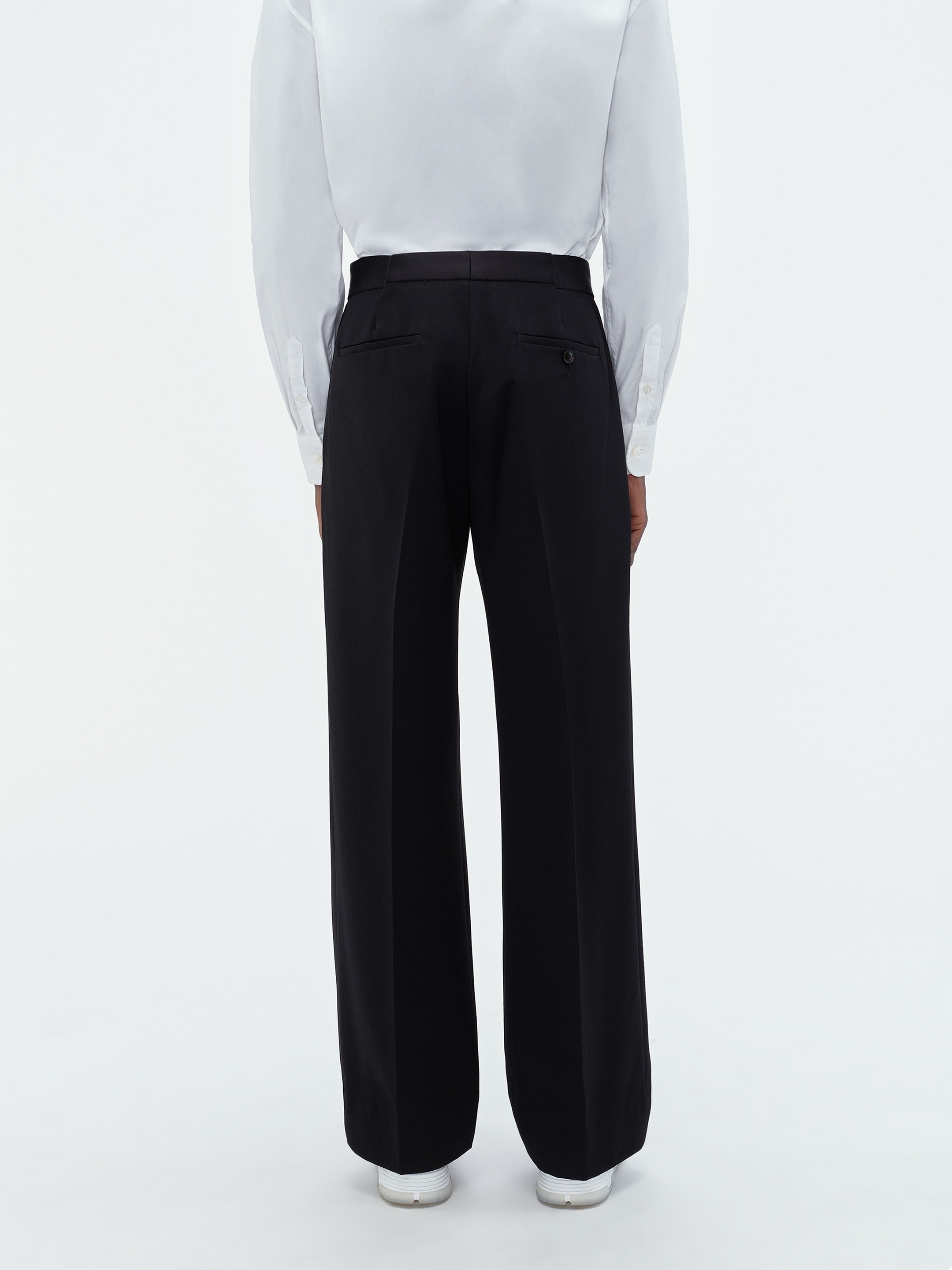 DOUBLE PLEAT TUXEDO PANT-BLACK - 4