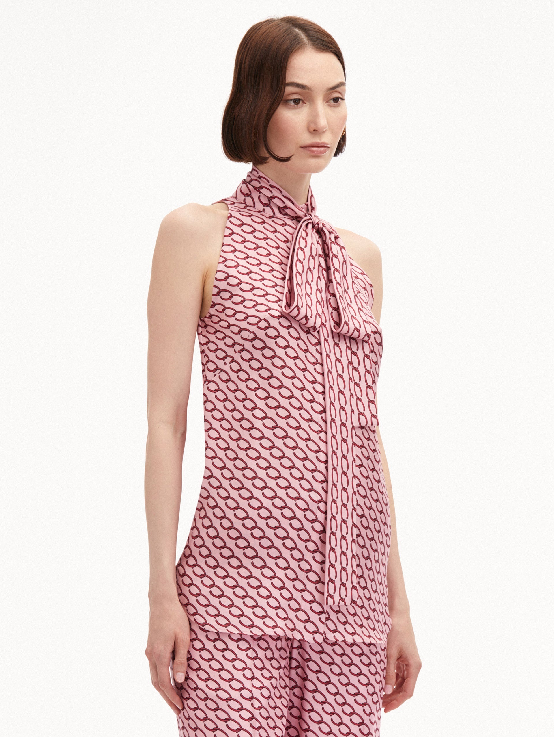 SMALL OSCAR CHAIN-LINK SLEEVELESS BLOUSE - 5