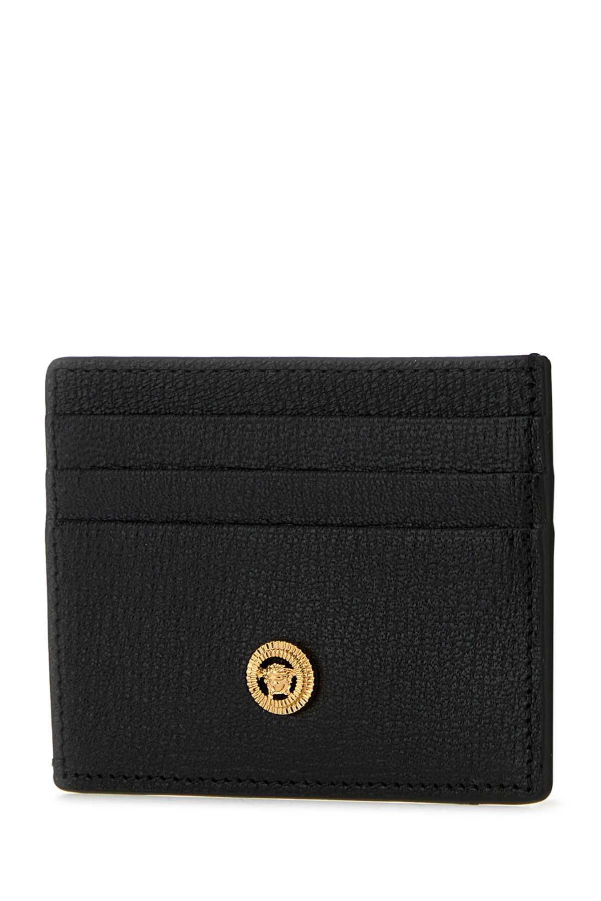 Versace Men Black Leather Medusa Biggie Card Holder - 2