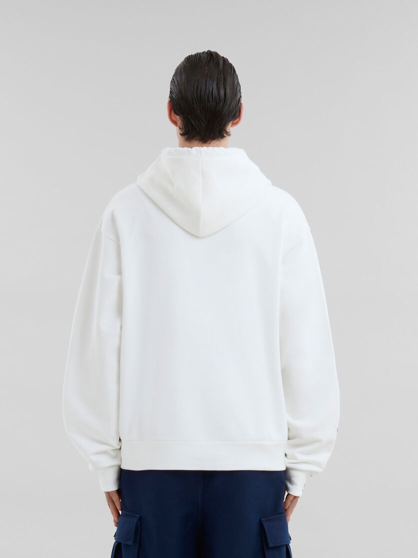 WHITE ORGANIC COTTON HOODIE WITH MARNI SCRIBBLE MOTIF - 3