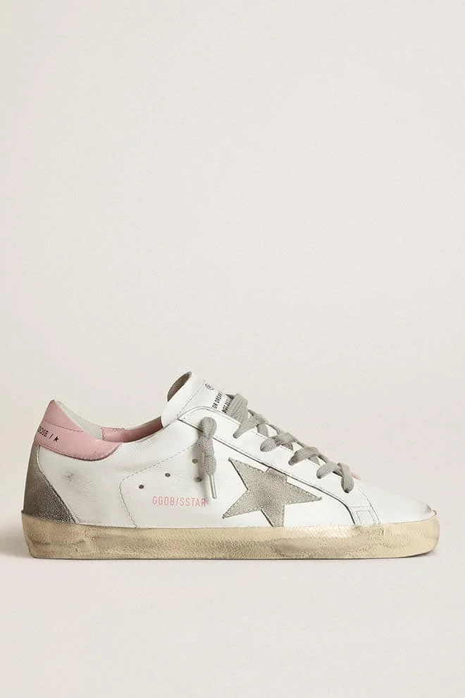 Women's Super-Star with gray suede star and pink leather heel tab - 1