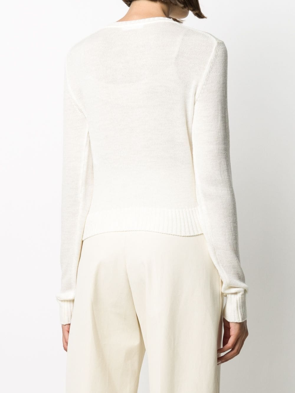 cropped wool knit jumper - 4